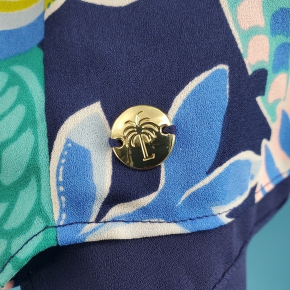 Lilly Pulitzer blue tropical print blouse S - Picture 5 of 13